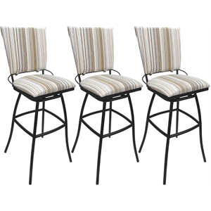 Set of 3 Outdoor Indoor Extra Tall Stools - Jenna Armless - White Fabric - Gray