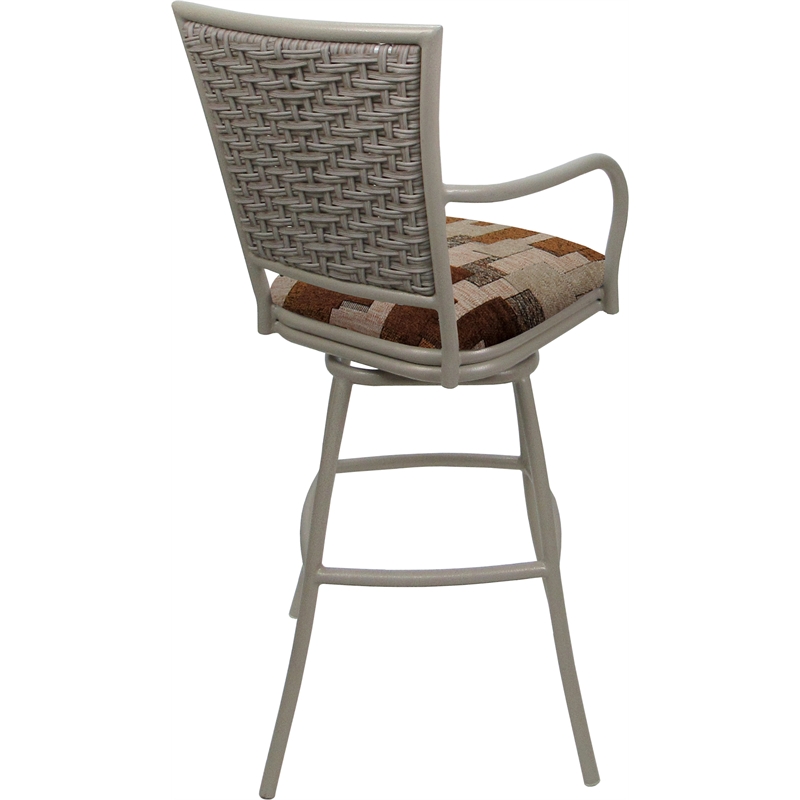 Set of 3 Outdoor Indoor Counter Stools - Erin Arms - Terracotta Fabric - Beige