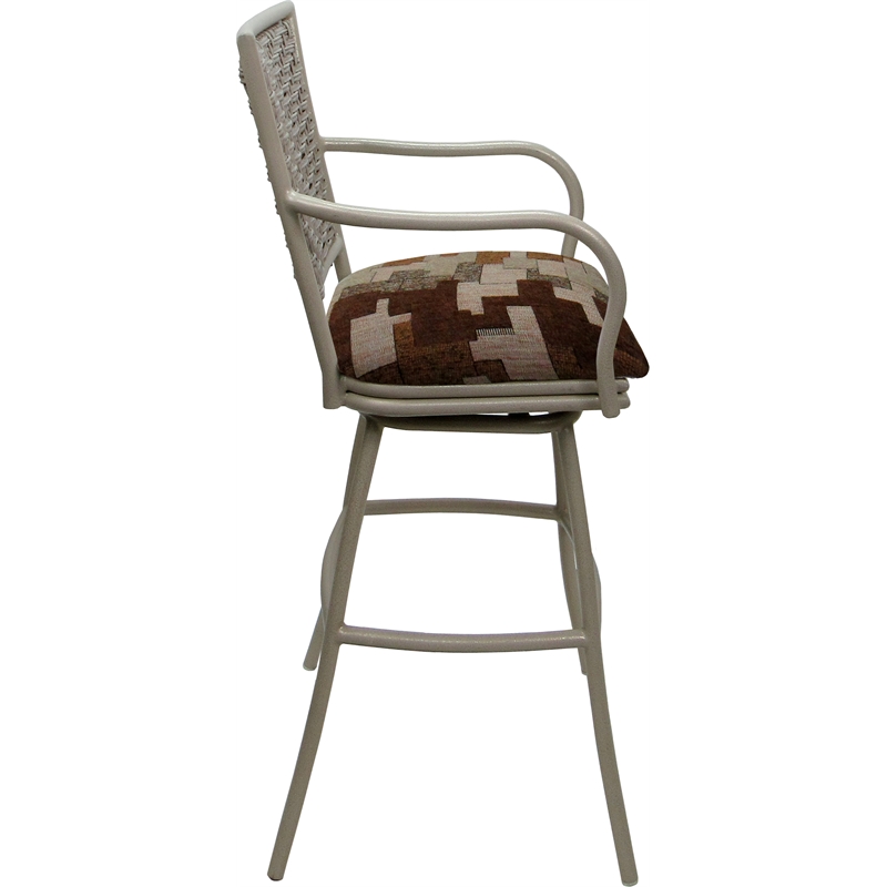 Set of 3 Outdoor Indoor Counter Stools - Erin Arms - Terracotta Fabric - Beige