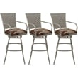 Set of 3 Outdoor Indoor Counter Stools - Erin Arms - Terracotta Fabric - Beige