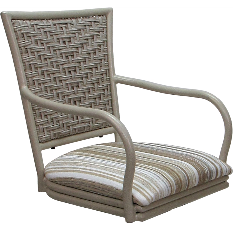 Set of 3 Outdoor Indoor Counter Stools - Erin - Driftwood White Fabric - Beige