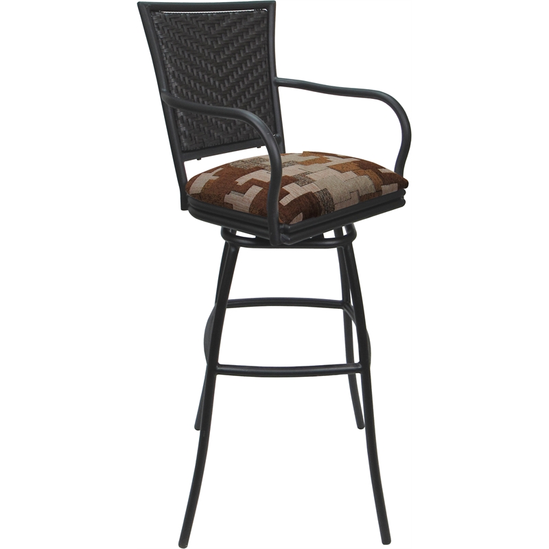 Set of 3 Outdoor Indoor Counter Stools - Erin Arms - Terracotta Fabric - Gray
