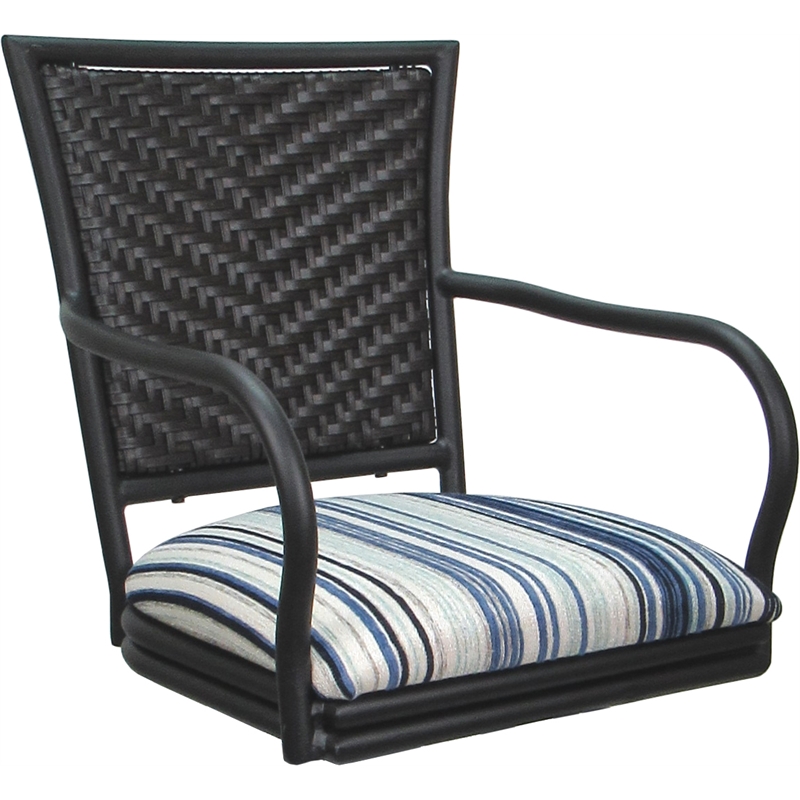 Set of 3 Outdoor Indoor Counter Stools - Erin - Driftwood Blue Fabric - Gray