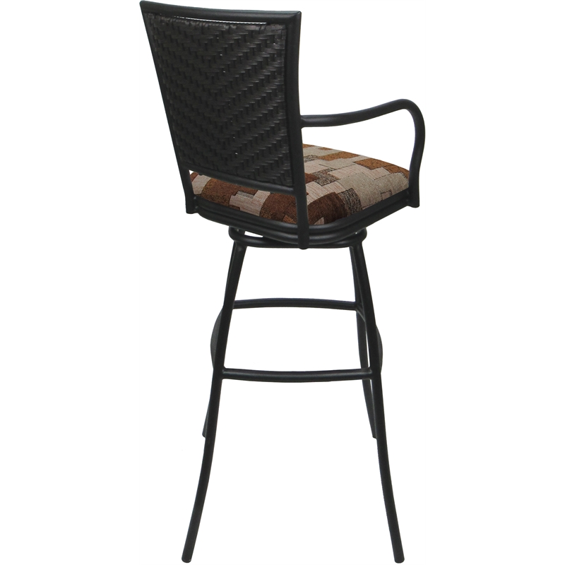 Set of 3 Outdoor Indoor Bar Stools - Erin Arms - Terracotta Fabric - Gray