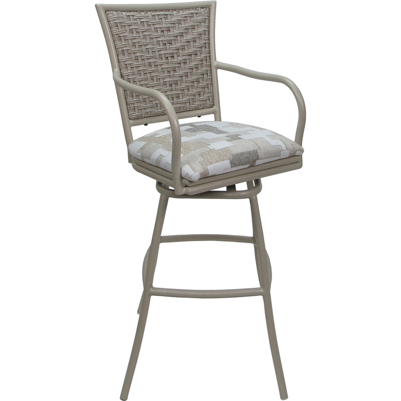 Set of 3 Outdoor Indoor Extra Tall Stools - Erin- Craftsman White Fabric - Beige