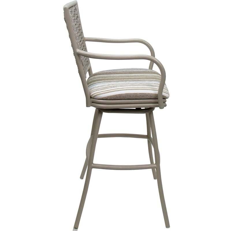 Set of 3 Outdoor Indoor Extra Tall Stools - Erin- Driftwood White Fabric - Beige
