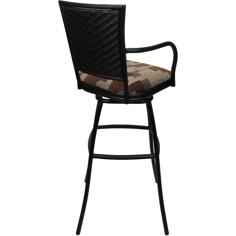 Set of 3 Outdoor Indoor Extra Tall Stools - Erin Arms- Terracotta Fabric - Black
