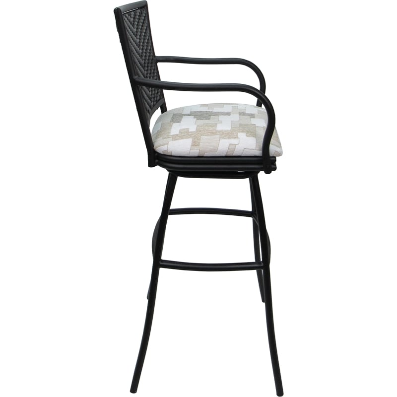 Set of 3 Outdoor Indoor Extra Tall Stools - Erin- Craftsman White Fabric - Black