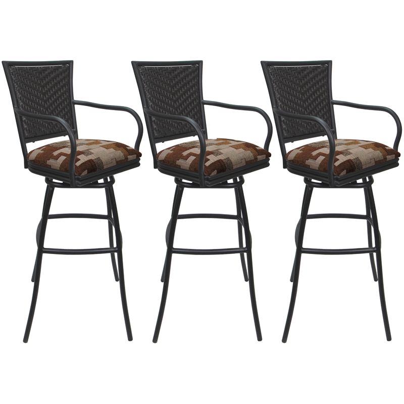 Set of 3 Outdoor Indoor Extra Tall Stools - Erin Arms - Terracotta Fabric - Gray