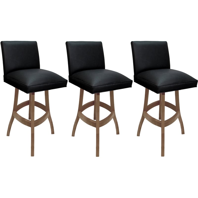 Set of 3 Swivel Wood Counter Stools 26