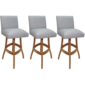 Set of 3 Swivel Wood Counter Stool 26&quot Sommerville - Hemsath Slate Fabric- Honey