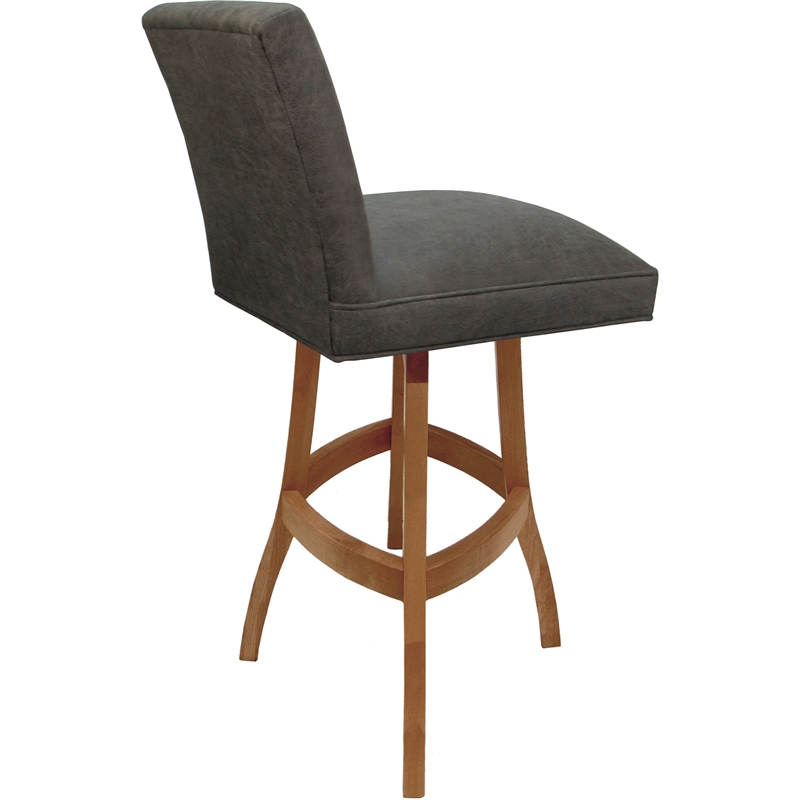 Set of 3 Swivel Wood Counter Stools - Sommerville NW Elk Charcoal Fabric - Honey
