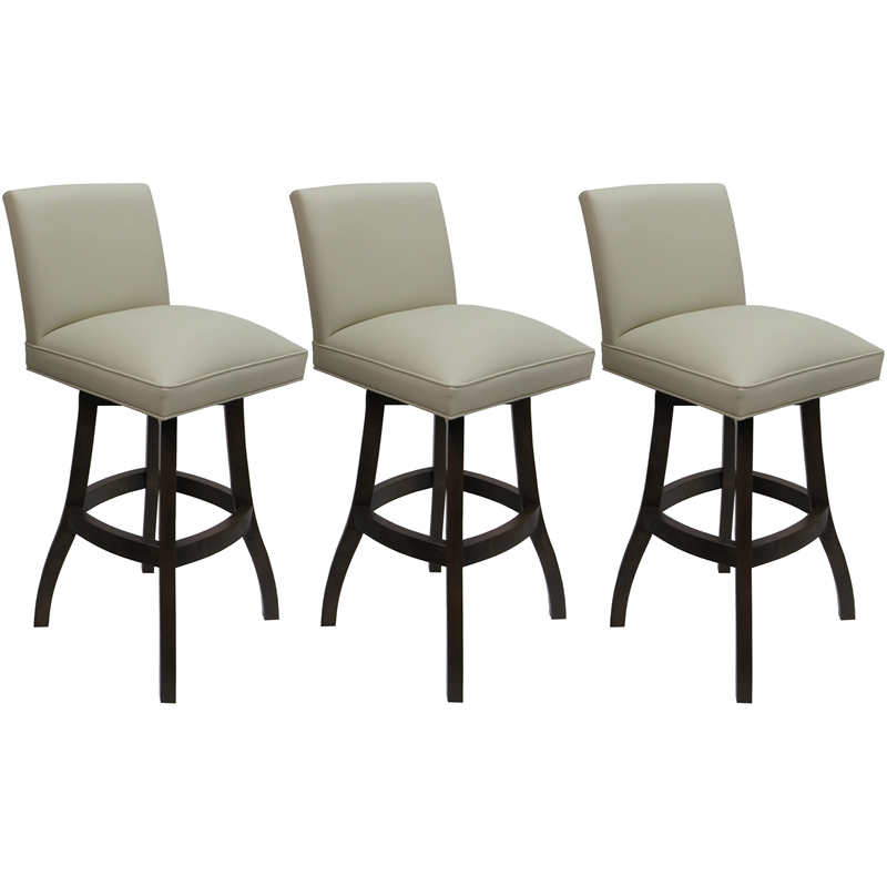 Set of 3 Swivel Wood Bar Stools 30