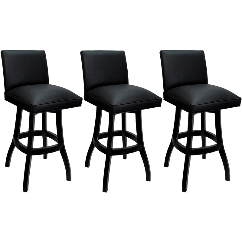 Set of 3 Swivel Wood Bar Stools 30