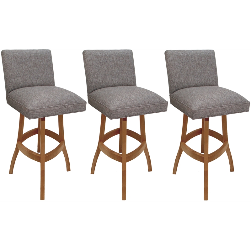 Set of 3 Swivel Wood Bar Stools 30