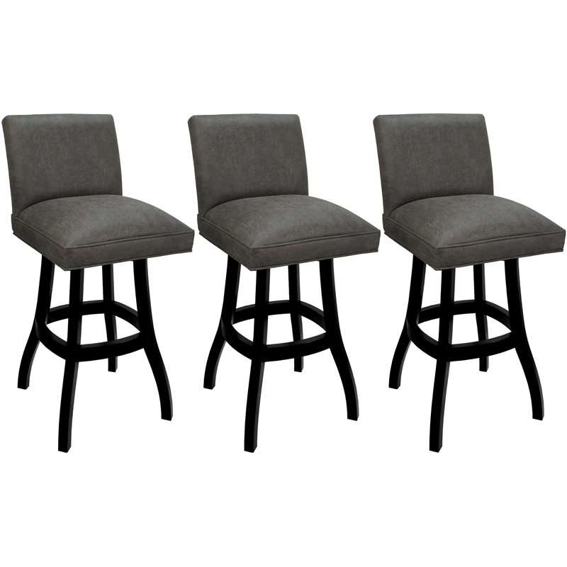 Set of 3 Swivel Wood Bar Stools 30