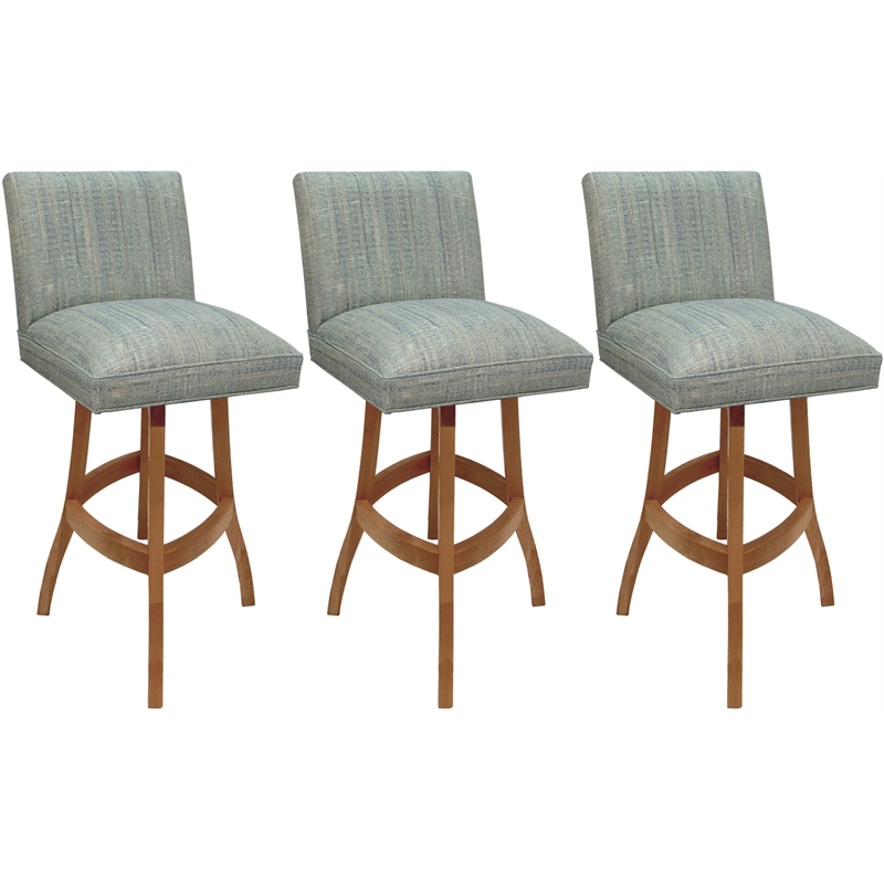 Set of 3 Swivel Wood Bar Stools 30