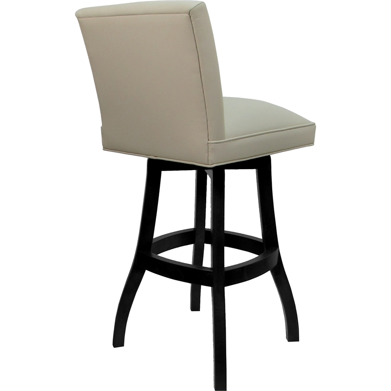 Set of 3 Extra Tall Swivel Wood Stools - Sommerville - Beige Vinyl - Black