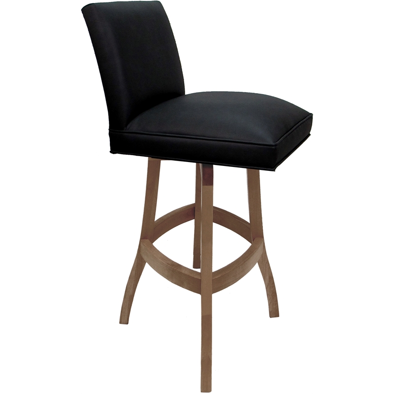 Set of 3 Extra Tall Swivel Wood Stools - Sommerville - Black Vinyl - Cashew