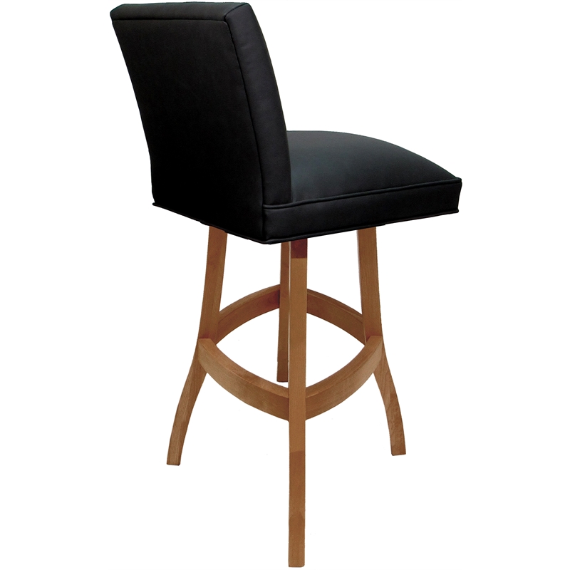 Set of 3 Extra Tall Swivel Wood Stools - Sommerville - Black Vinyl - Honey