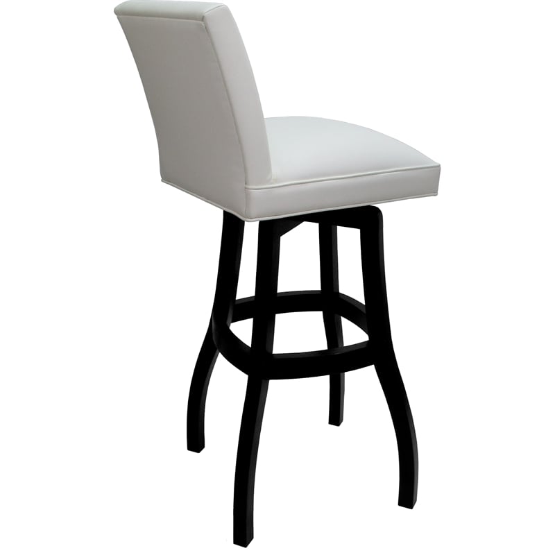 Set of 3 Extra Tall Swivel Wood Stools - Sommerville - White Vinyl - Black