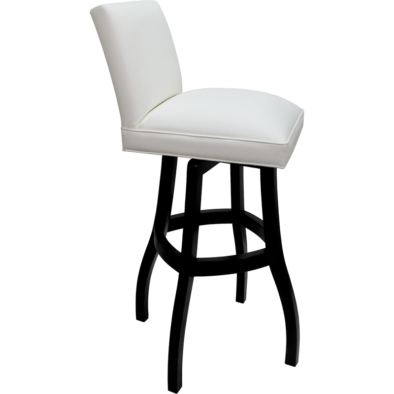 Set of 3 Extra Tall Swivel Wood Stools - Sommerville - White Vinyl - Black