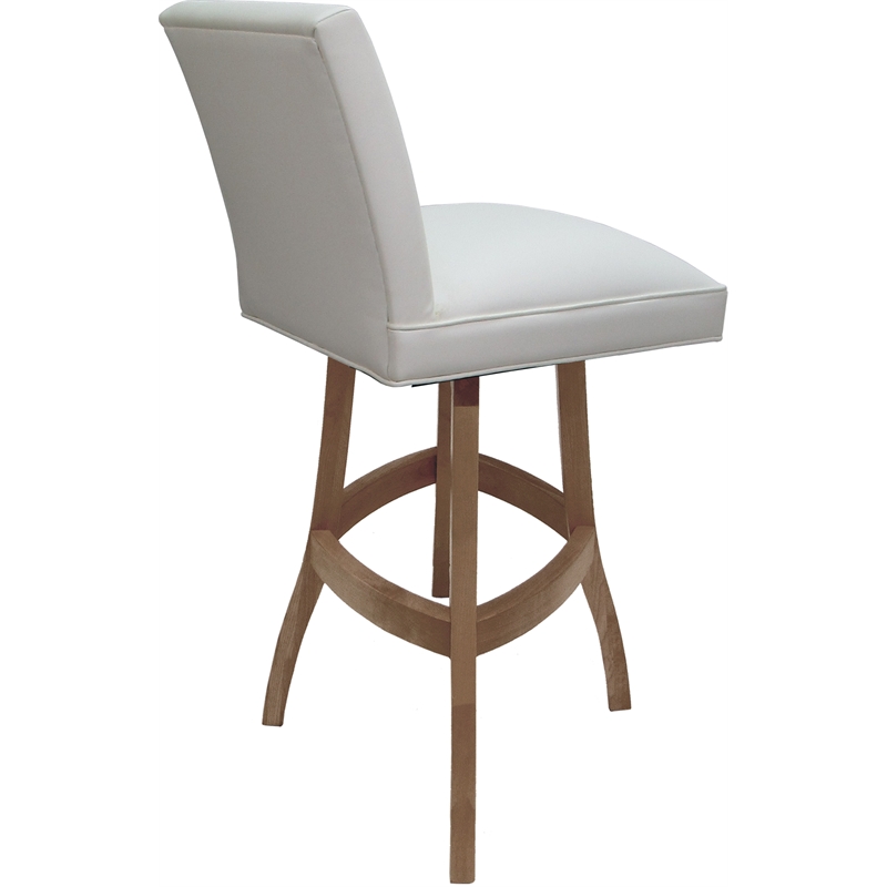 Set of 3 Extra Tall Swivel Wood Stools - Sommerville - White Vinyl - Cashew