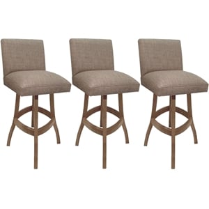 Set of 3 Extra Tall Swivel Wood Stools Sommerville - Basin Beige Fabric - Cashew