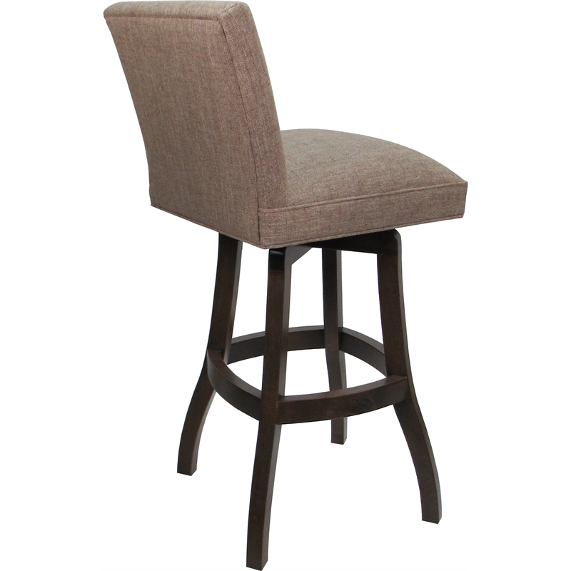 Set of 3 Extra Tall Swivel Wood Stools Sommerville Basin Beige Fabric DarkWalnut