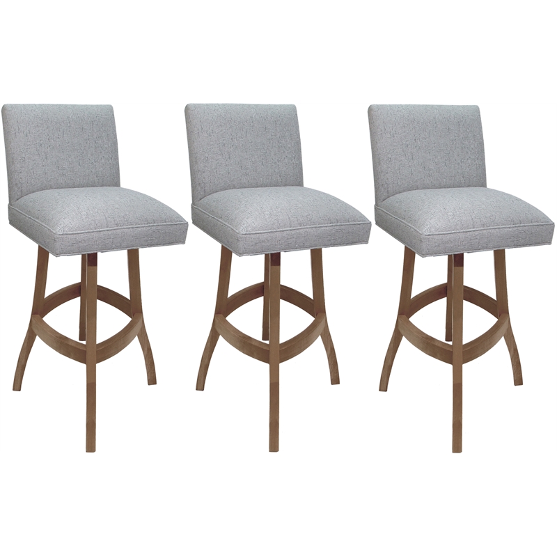 Set of 3 Extra Tall Swivel Wood Stools Sommerville Hemsath Slate Fabric - Cashew