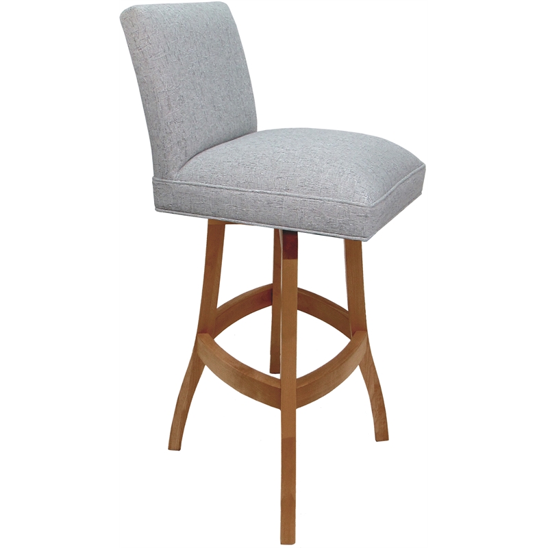 Set of 3 Extra Tall Swivel Wood Stools Sommerville- Hemsath Slate Fabric - Honey