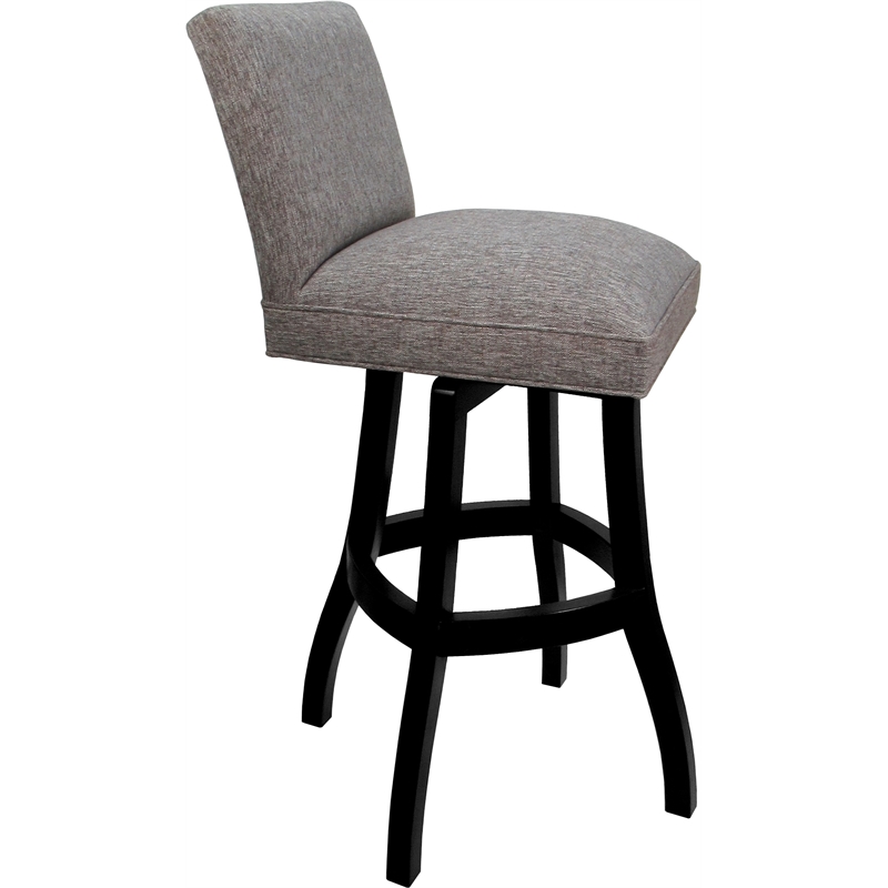 Set of 3 Extra Tall Swivel Wood Stools -Sommerville - Mojave Gray Fabric - Black