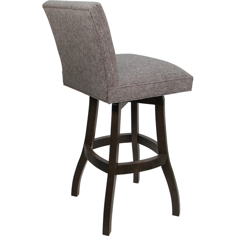 Set of 3 Extra Tall Swivel Wood Stools Sommerville Mojave Gray Fabric DarkWalnut