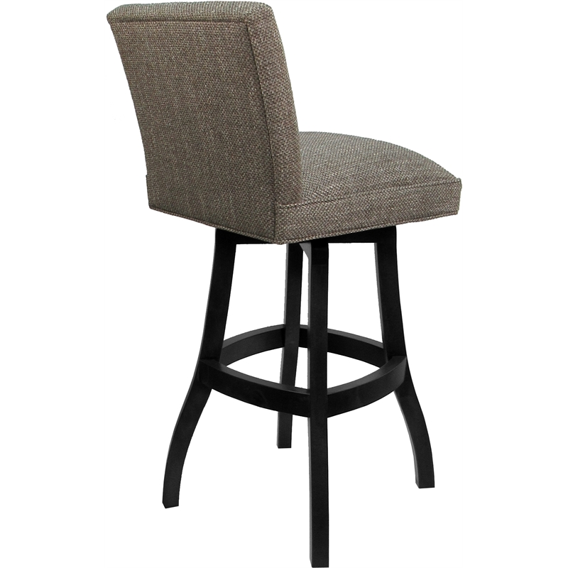 Set of 3 Extra Tall Swivel Wood Stools Sommerville- Plumley Cocoa Fabric - Black