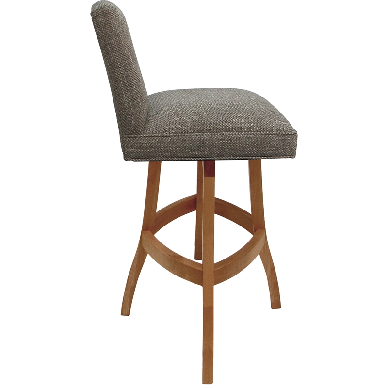 Set of 3 Extra Tall Swivel Wood Stools Sommerville- Plumley Cocoa Fabric - Honey