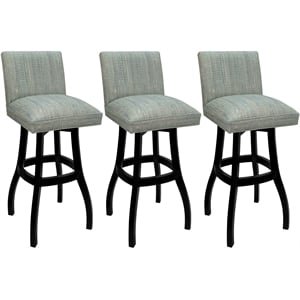 Set of 3 Extra Tall Swivel Wood Stools -Sommerville - Watusi Teal Fabric - Black