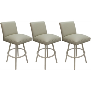Set of 3 Swivel Metal Counter Stools 26&quot - Sommerville - Beige Vinyl - Beige