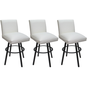 Set of 3 Swivel Metal Counter Stools 26&quot - Sommerville - White Vinyl - Gray