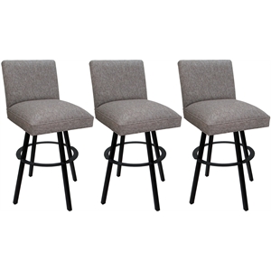 Set of 3 Swivel Metal Counter Stools - Sommerville - Mojave Gray Fabric - Black