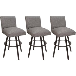 Set of 3 Swivel Metal Counter Stools 26&quot Sommerville- Mojave Gray Fabric - Brown