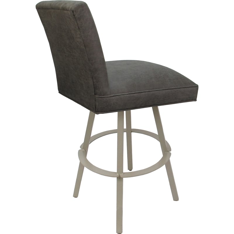 Set of 3 Swivel Metal Counter Stools -Sommerville NW Elk Charcoal Fabric - Beige