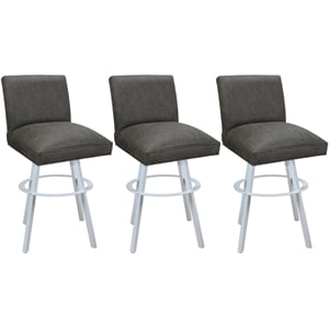 Set of 3 Swivel Metal Counter Stools - Sommerville -NW Elk Charcoal Fabric White