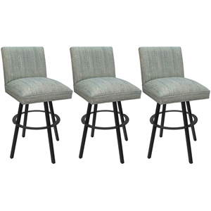 Set of 3 Swivel Metal Counter Stools 26&quot Sommerville - Watusi Teal Fabric - Gray