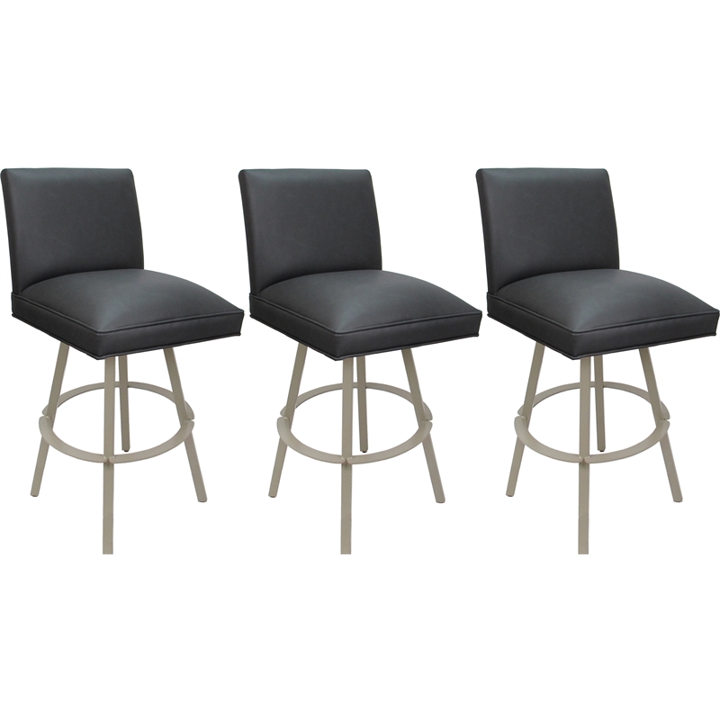 Set of 3 Swivel Metal Bar Stools 30