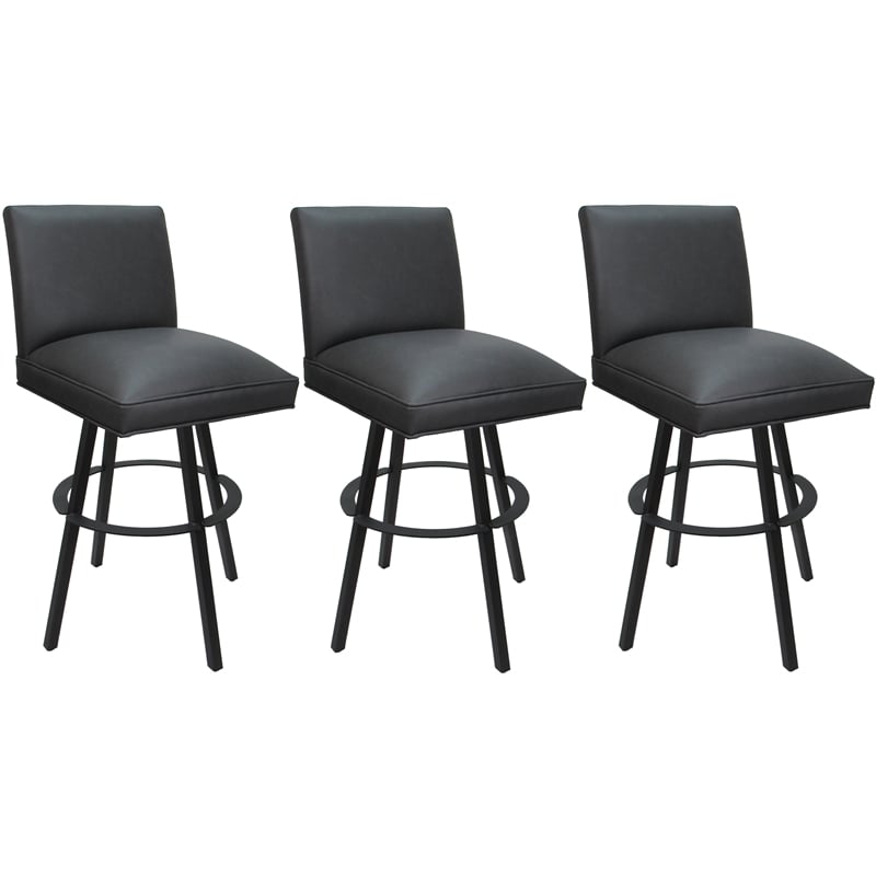 Set of 3 Swivel Metal Bar Stools 30
