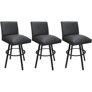 Set of 3 Swivel Metal Bar Stools 30&quot Seat - Sommerville - Gray Vinyl - Gray