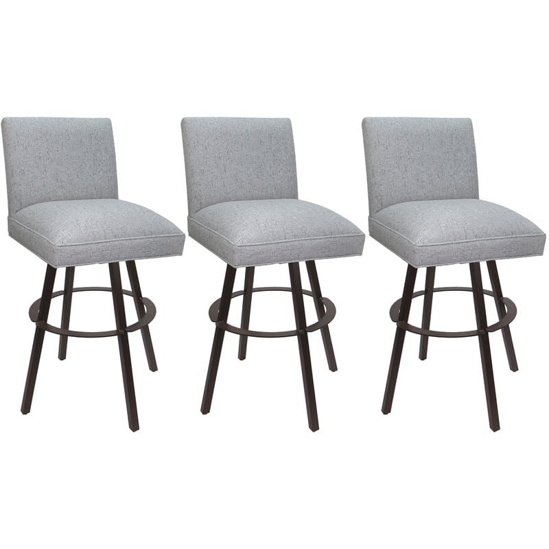 Set of 3 Swivel Metal Bar Stools 30