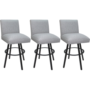 Set of 3 Swivel Metal Bar Stools 30&quot - Sommerville - Hemsath Slate Fabric - Gray