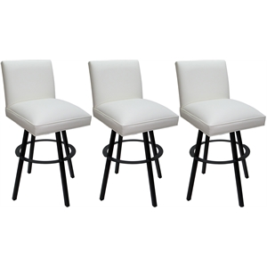 Set of 3 Swivel Metal Bar Stools 30&quot Seat - Sommerville - White Vinyl - Black