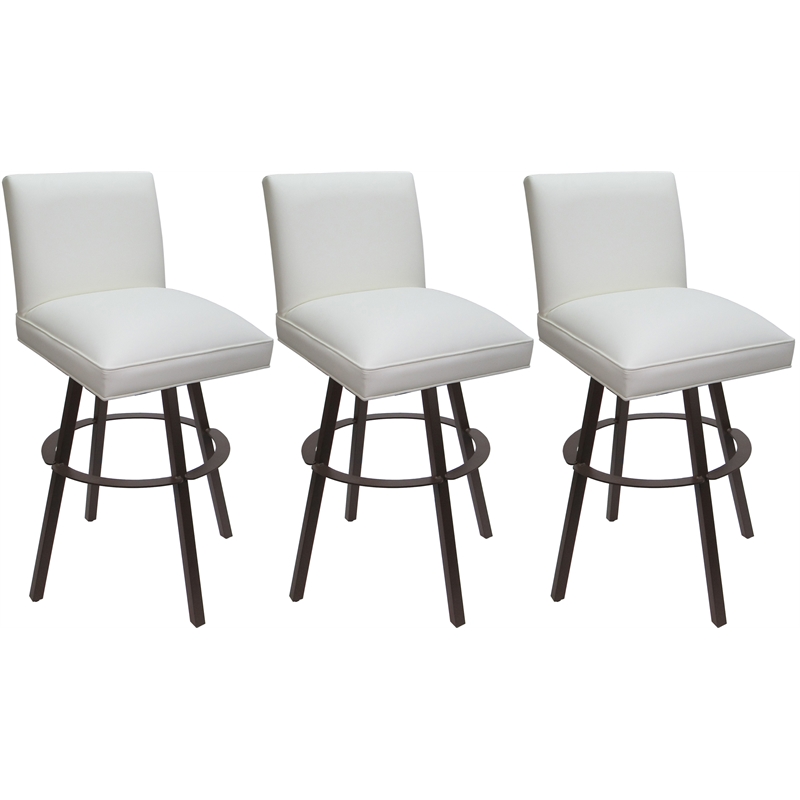 Set of 3 Swivel Metal Bar Stools 30